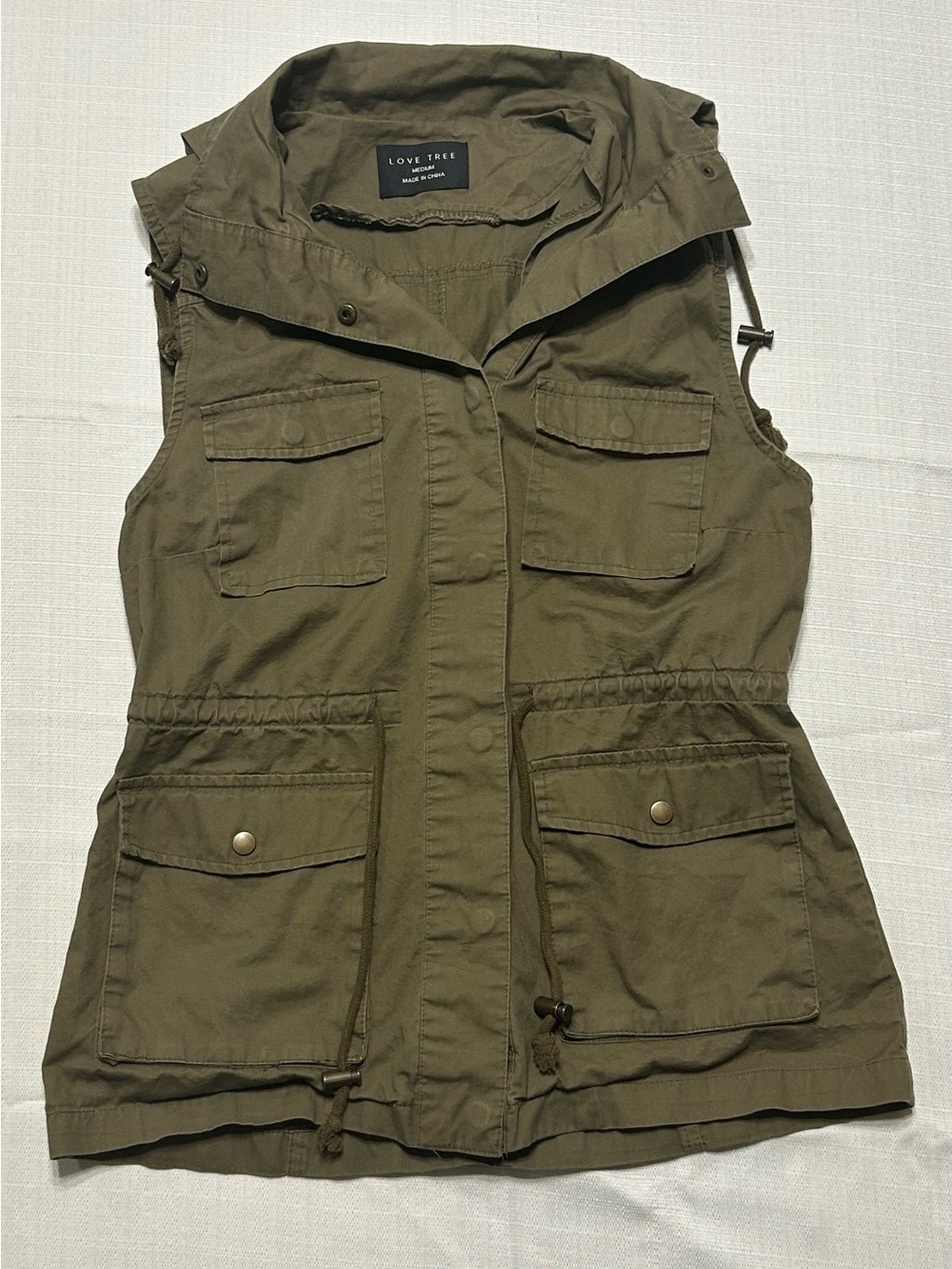 Love Tree Olive Green Hooded Utility Vest